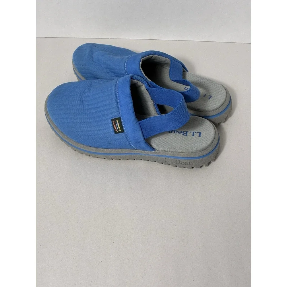 LL Bean Kids Slip On Shoes Sz 1-2 Blue Stretch Back‎ Closed Toe Casual Comfort